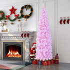 5/6/7-Foot Pre-Lit Artificial Pink Pencil Christmas Tree with Metal Stand product image