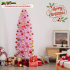 5/6/7-Foot Pre-Lit Artificial Pink Pencil Christmas Tree with Metal Stand product image