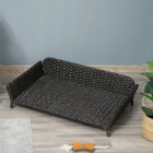 Elevated Rattan Dog Sofa Wicker Pet Bed with Steel Frame product image