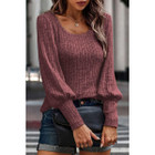 Women's Ribbed Bishop Sleeve Round Neck Top product image