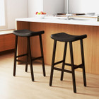 PU Leather Upholstered Saddle Seat Barstools with Footrest (Set of 2) product image