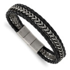 Men's Antiqued Leather and Stainless Steel Bracelet product image