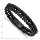 Men's Polished Stainless Steel and Leather Bracelet  product image