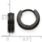 Stainless Steel Black IP Laser Cut 4mm Hinged Hoop Earrings  product image