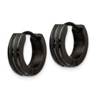 Stainless Steel Black IP Laser Cut 4mm Hinged Hoop Earrings  product image