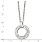 Stainless Steel White Enameled Open Circle Pendant Necklace product image