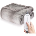 Sunbeam® Royal Faux Fur White Grey Heated Throw product image