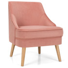 Velvet Upholstered Accent Chair with Rubberwood Legs product image