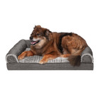 Luxe Fur & Performance Linen Cooling Sofa-Style Pet Bed product image