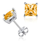 Austrian Crystal 14K White Gold Finish Square Stud Earrings product image