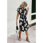 Women's Notched Neck Short Sleeve Waist Tie Dress product image