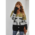 Women's Colorblock Large Button Knit Cardigan product image