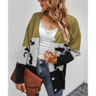 Women's Colorblock Large Button Knit Cardigan product image