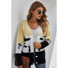 Women's Colorblock Large Button Knit Cardigan product image