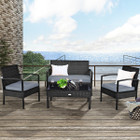 4-Piece Patio Rattan Conversation Set with Loveseat & Coffee Table product image