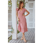 Women's Solid Color V-Neck Flutter Ruffle Sleeve Midi Dress product image