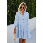 Button Front V-Neck Tiered Dress product image