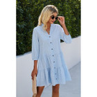 Button Front V-Neck Tiered Dress product image