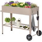 Metal Raised Garden Bed with Storage Shelf Hanging Hooks and Wheels product image