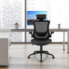 Costway Mesh Swivel Office Chair with Flip-up Arms and Leather Seat product image