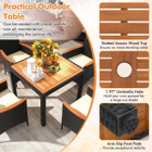 5-Piece Patio Dining Table Set for 4 with Umbrella Hole product image