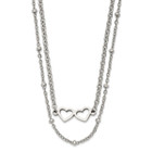 Stainless Steel Polished 2-Strand Double Heart Necklace with 1-Inch Extension product image