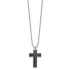 Stainless Steel Polished Carbon Fiber Inlay Cross Necklace product image