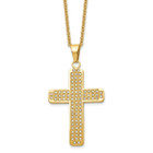 Stainless Steel Polished Yellow IP-Plated 22in Necklace with CZ Cross product image
