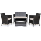 4-Piece Patio Conversation Set with Soft Cushions & Tempered Glass Tabletop product image