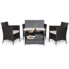 4-Piece Patio Conversation Set with Soft Cushions & Tempered Glass Tabletop product image