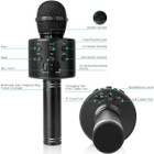 Wireless Bluetooth Kids Karaoke Microphone, 5 in 1 Portable Handheld Microphone with Adjustable Remix FM Radio for Boys Girls Birthday (Black) product image