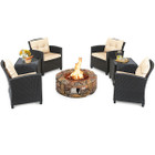 Costway 7-Piece Patio Rattan Wicker Furniture Set with Gas Fire Pit Table product image