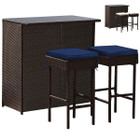 3-Piece Outdoor Rattan Wicker Bar Set with 2 Cushion Stools product image