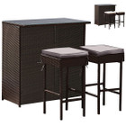 3-Piece Outdoor Rattan Wicker Bar Set with 2 Cushion Stools product image
