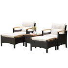 5-Piece Patio Conversation Set with Cushions, Coffee Table, & 2 Ottomans product image