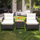 5-Piece Patio Conversation Set with Cushions, Coffee Table, & 2 Ottomans product image