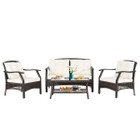 4-Piece Outdoor Rattan Conversation Set with Protective Cover product image