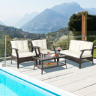4-Piece Outdoor Rattan Conversation Set with Protective Cover product image