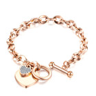 Women's 18K Gold Plated Dainty Toggle Heart Charm  Bracelet product image