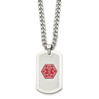 Stainless Steel Medical ID Necklace with Red Enamel product image
