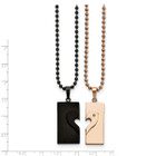 Stainless Steel Polished Black and Rose IP-plated Heart Necklace Set product image