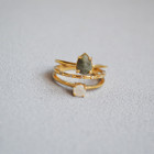 Natural Dark Green Gem Filled Moonstone Ring product image