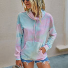 Women's Pastel Cotton Candy Tie-Dye Cowl Neck Hoodie product image