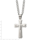 24in Stainless Steel Brushed and Polished Large Cross Necklace product image