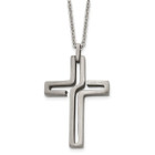 Antiqued 20-inch  Brushed Stainless Steel Cross Necklace product image