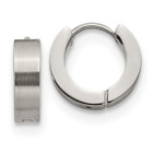 Brushed and Polished Stainless Steel Hinged Hoop Earrings product image
