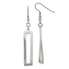 Polished Stainless Steel Twisted Rectangle Dangle Earrings  product image