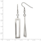 Polished Stainless Steel Twisted Rectangle Dangle Earrings  product image