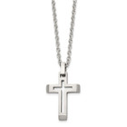 Brushed and Polished Stainless Steel Cut-Out Cross Necklace  product image