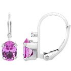 3/4CT Gemstone & Diamond Leverback Drop Earrings in 14K White Gold Filled product image